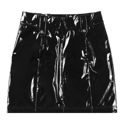Kinky Cloth Slanted Zipper Black Mini Skirt