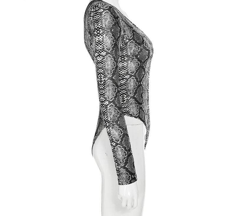 Kinky Cloth 200000362 Snake Print Off Shoulder Bodysuit