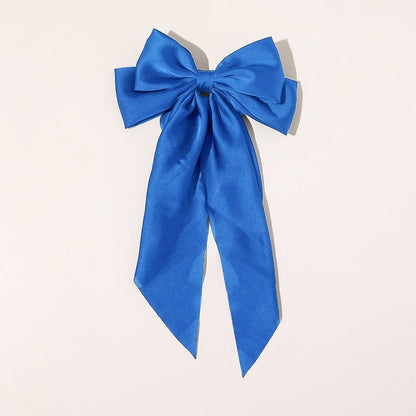 Kinky Cloth Blue Solid Color Long Ribbon Hairpins