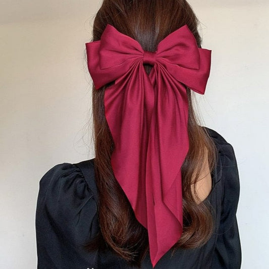 Kinky Cloth Solid Color Long Ribbon Hairpins
