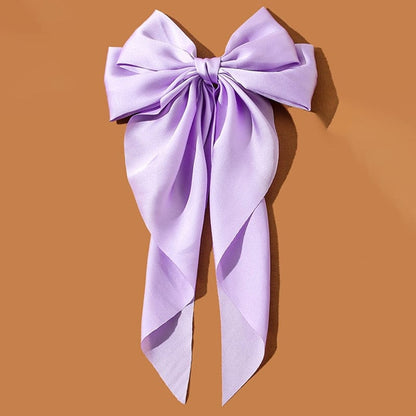 Kinky Cloth Purple / China Solid Color Long Ribbon Hairpins