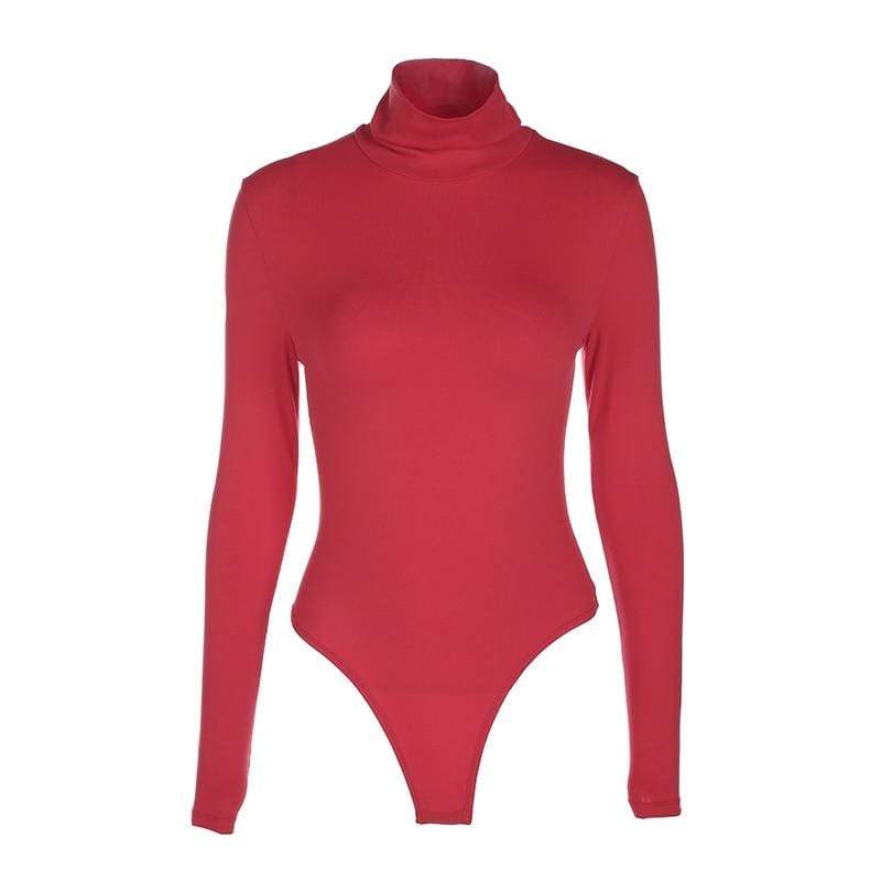 Kinky Cloth 201236202 Red / L Solid Cotton Turtleneck Bodysuit
