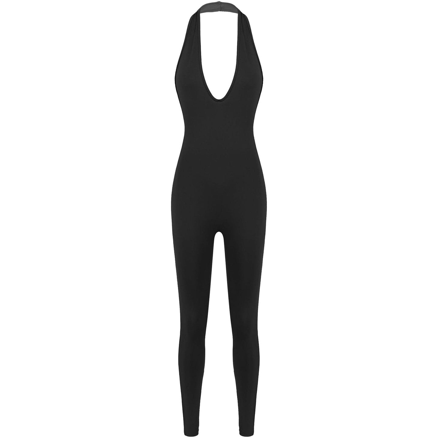 Kinky Cloth 201236202 Black / S Solid Halter Workout Bodycon Jumpsuit