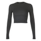 Kinky Cloth 200000791 Black-Thick / S Solid Ribbed Crop Top Bodycon T-Shirt