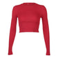 Kinky Cloth 200000791 Red-Thick / S Solid Ribbed Crop Top Bodycon T-Shirt