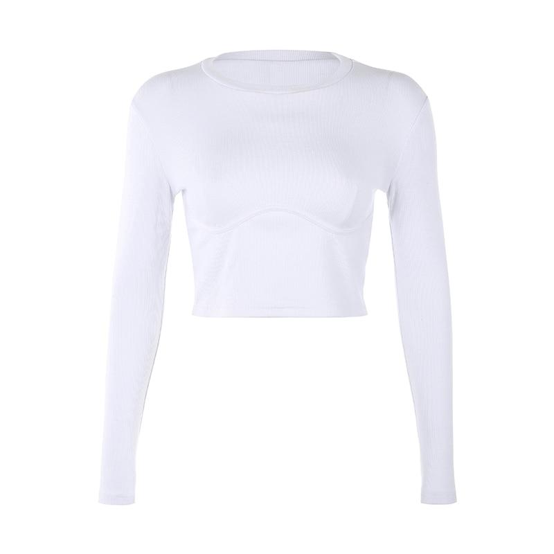 Kinky Cloth 200000791 White-Thick / S Solid Ribbed Crop Top Bodycon T-Shirt