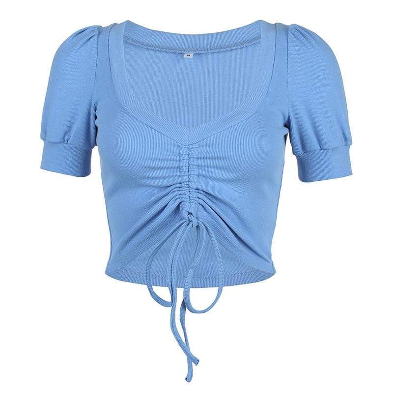 Kinky Cloth 200000791 Blue / L Solid Ruched Crop Top