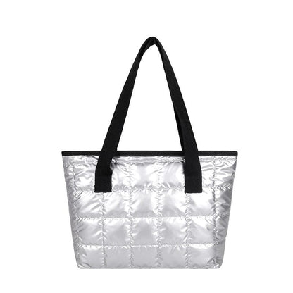 Kinky Cloth Silver Space Padded Tote Bag