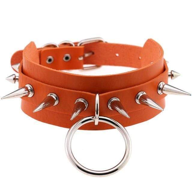 Kinky Cloth Necklace Spiked O Ring Collar