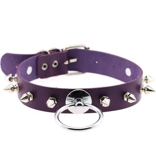 Kinky Cloth Purple Spiked Ring Collar