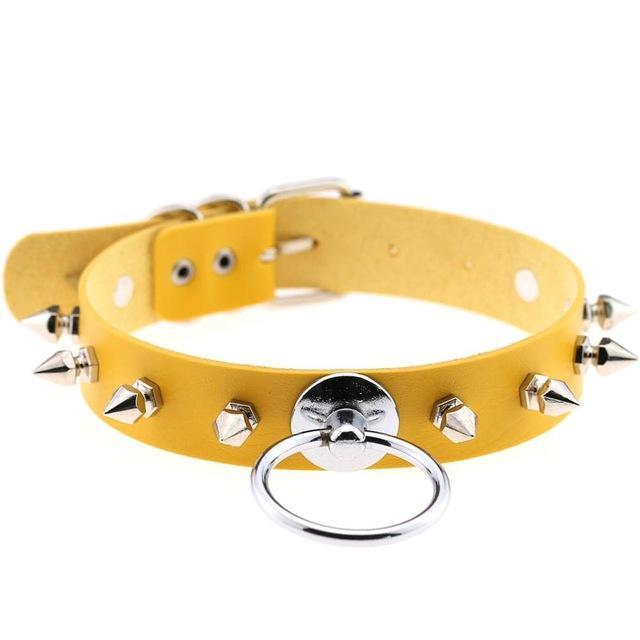 Kinky Cloth Yellow Spiked Ring Collar