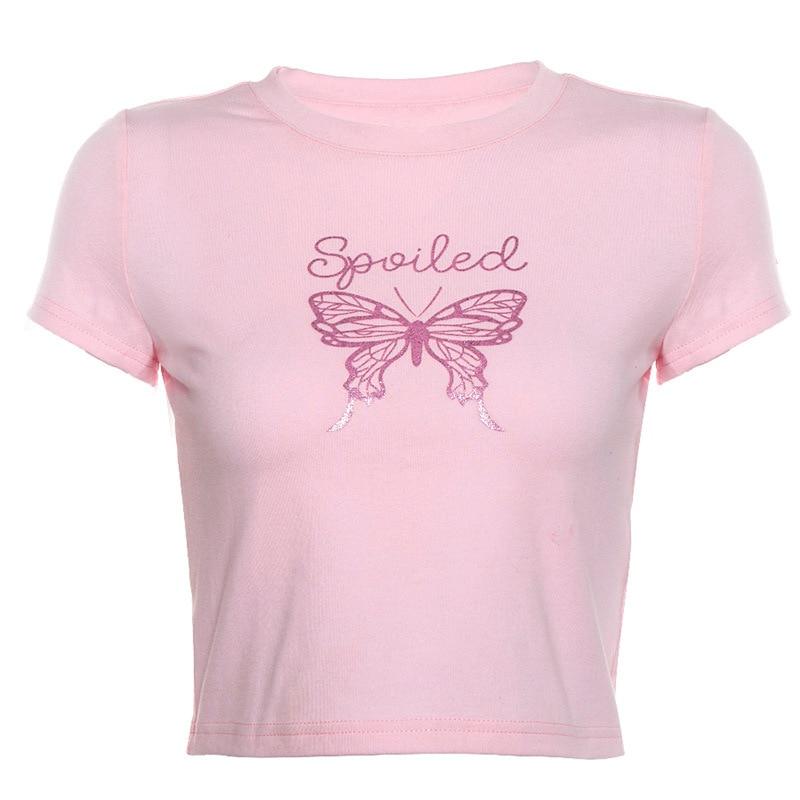 Kinky Cloth Spoiled Butterfly Print Crop Top