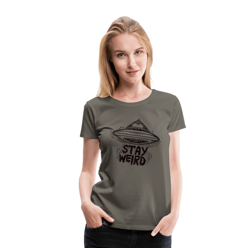 SPOD Women’s Premium T-Shirt asphalt gray / S Stay Weird Flying Saucer Women’s Premium T-Shirt