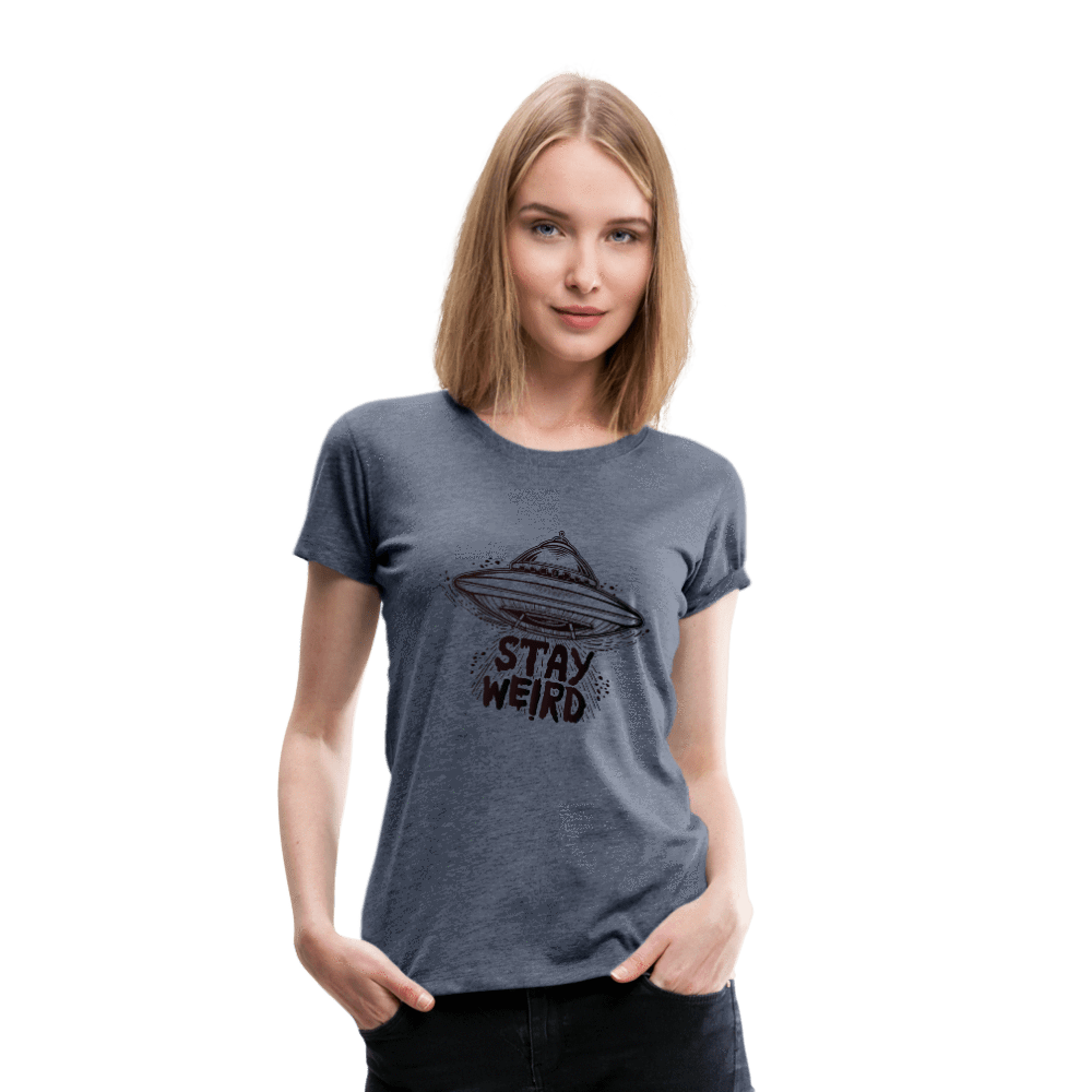 SPOD Women’s Premium T-Shirt heather blue / S Stay Weird Flying Saucer Women’s Premium T-Shirt