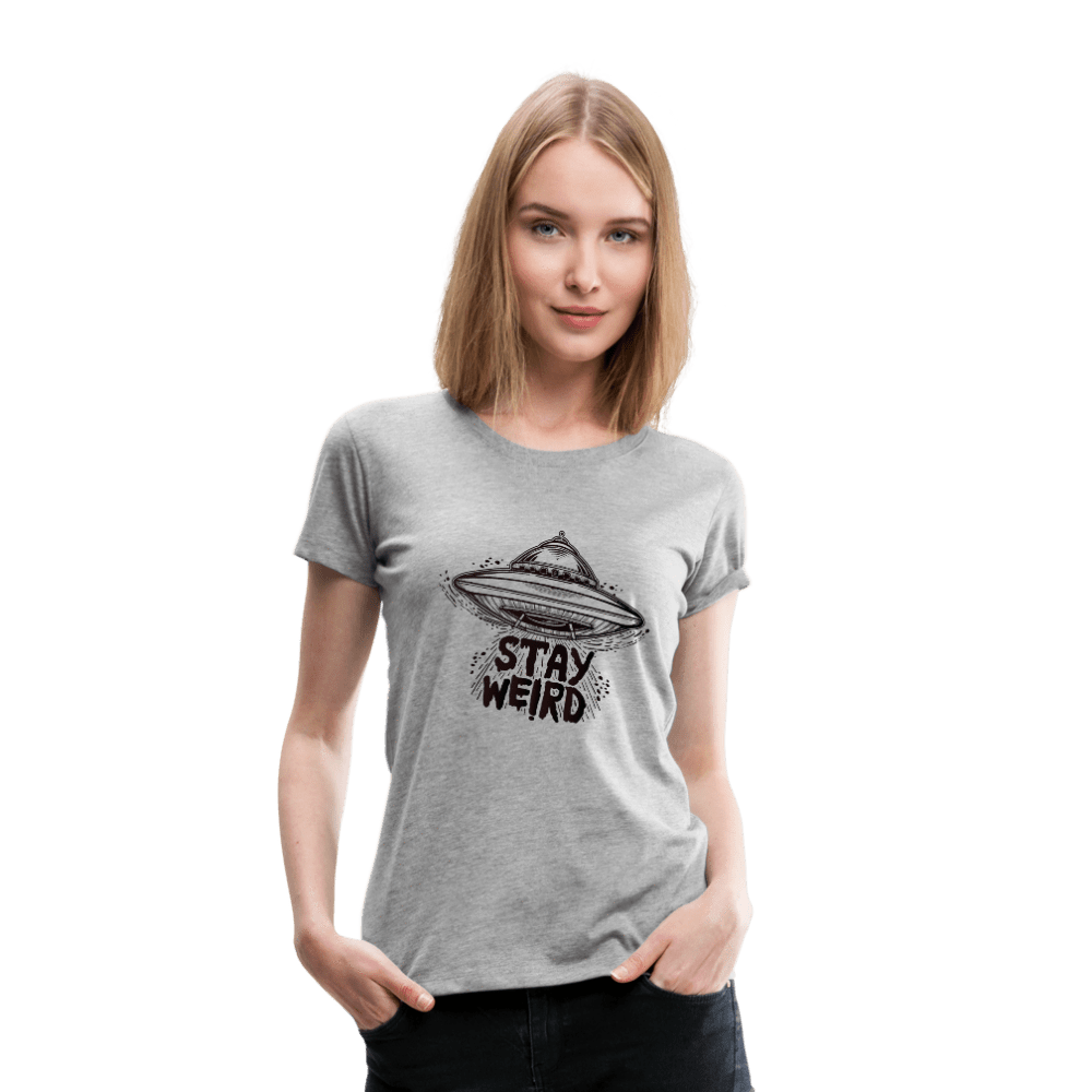 SPOD Women’s Premium T-Shirt heather gray / S Stay Weird Flying Saucer Women’s Premium T-Shirt