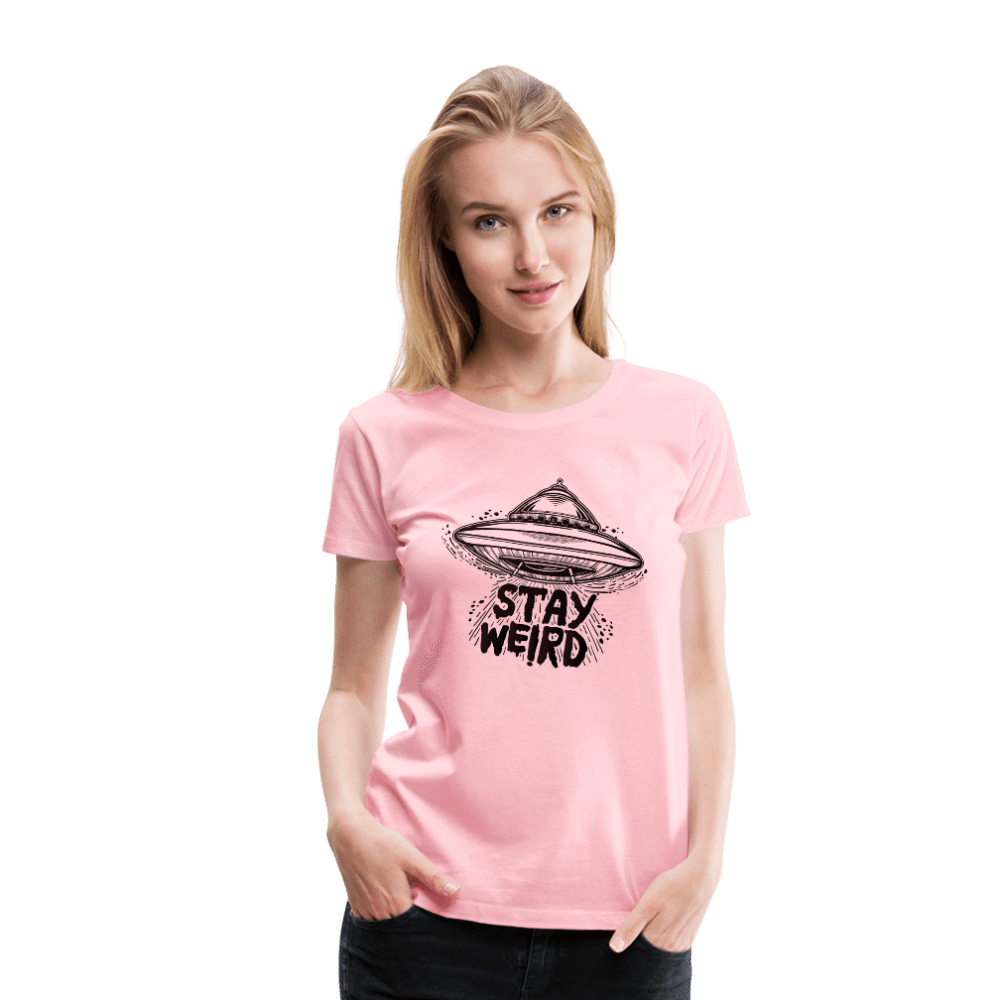 SPOD Women’s Premium T-Shirt pink / S Stay Weird Flying Saucer Women’s Premium T-Shirt