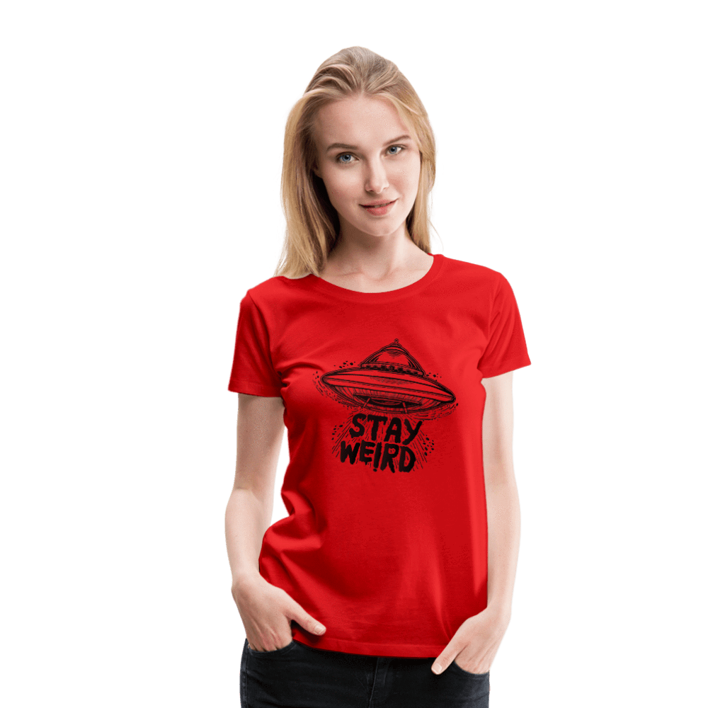SPOD Women’s Premium T-Shirt red / S Stay Weird Flying Saucer Women’s Premium T-Shirt