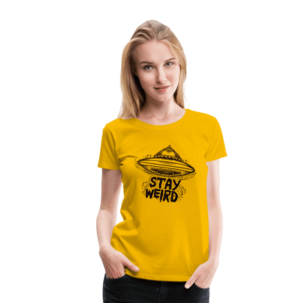 SPOD Women’s Premium T-Shirt sun yellow / S Stay Weird Flying Saucer Women’s Premium T-Shirt