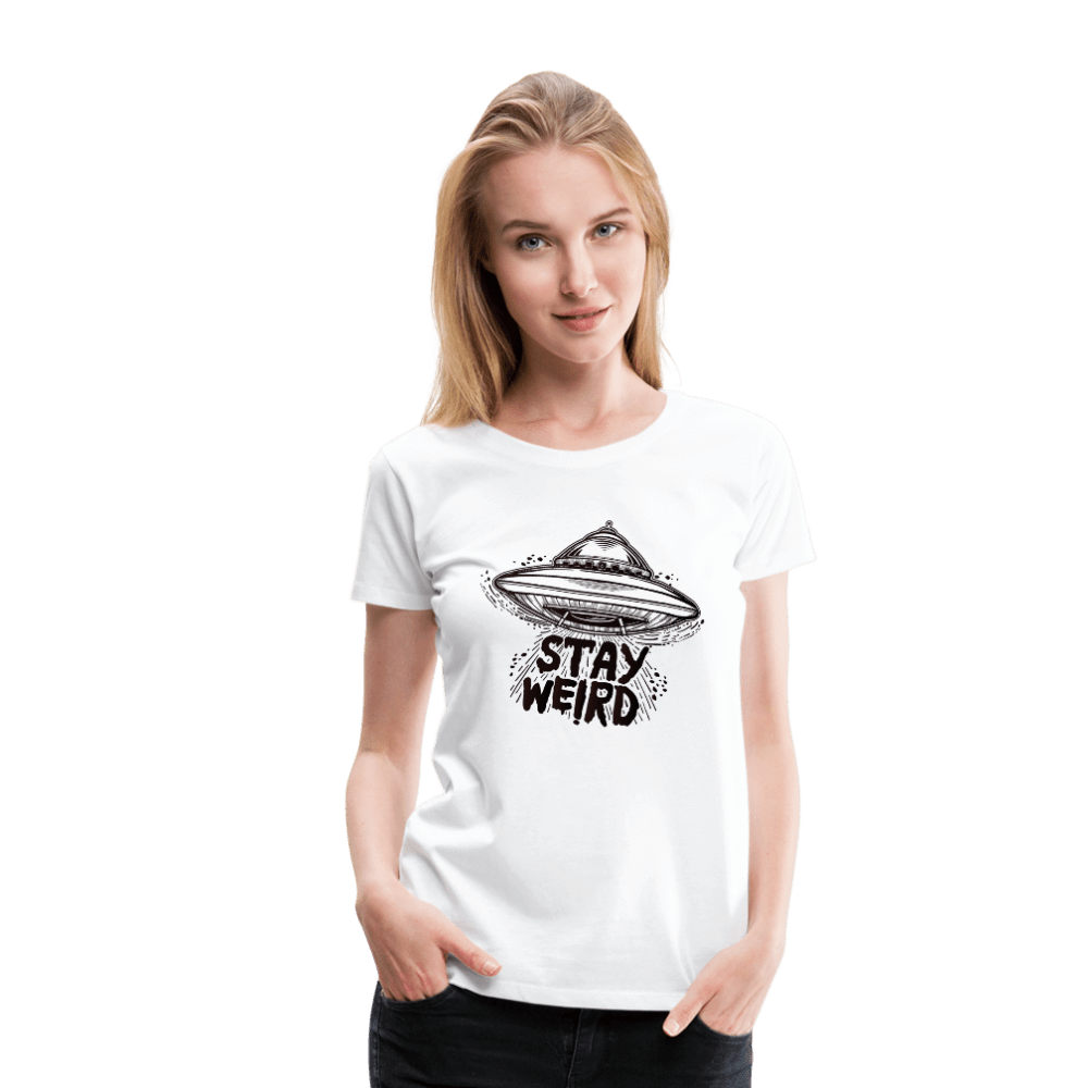 SPOD Women’s Premium T-Shirt white / S Stay Weird Flying Saucer Women’s Premium T-Shirt