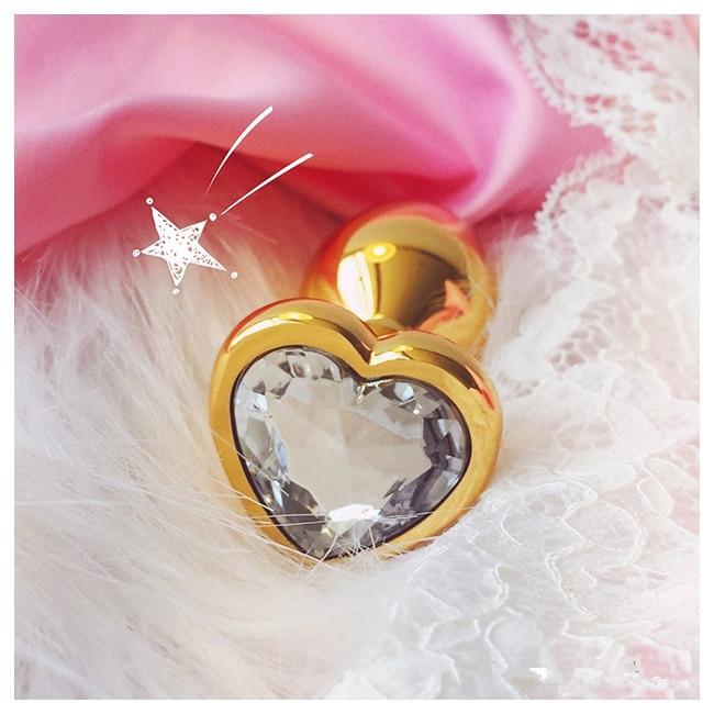 Gold Heart Jeweled Plug