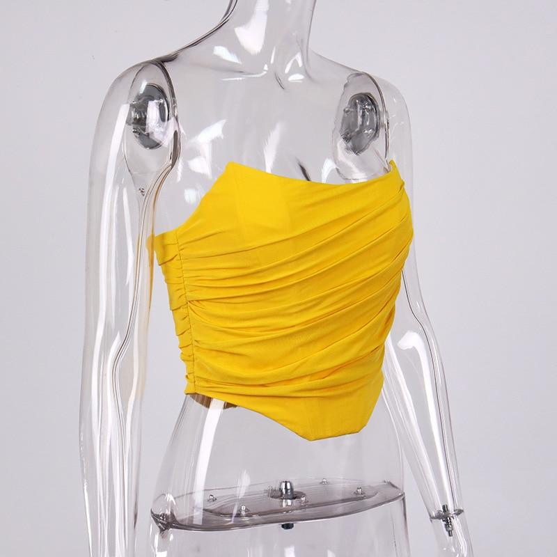 Kinky Cloth Yellow / XS Strapless Mesh Corset