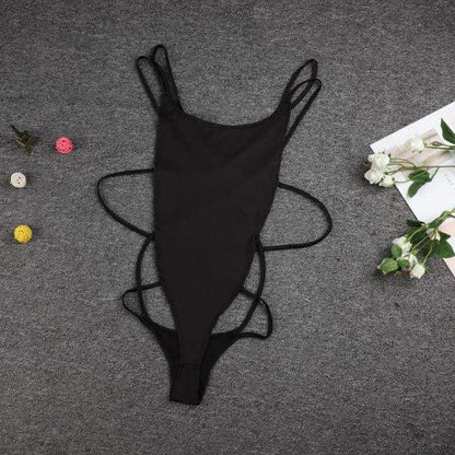 Kinky Cloth Black / S Strappy Backless Bodysuit