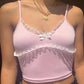 Kinky Cloth 200000790 Pink / S Strappy Crop Top With Lace Trim