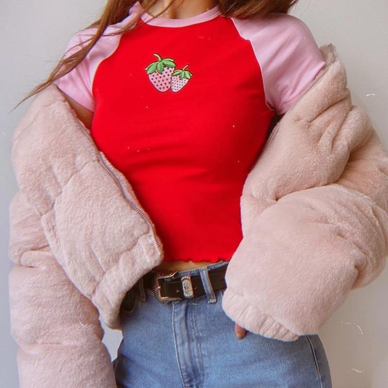 Kinky Cloth 200000791 Strawberry Embroidered Crop Shirt