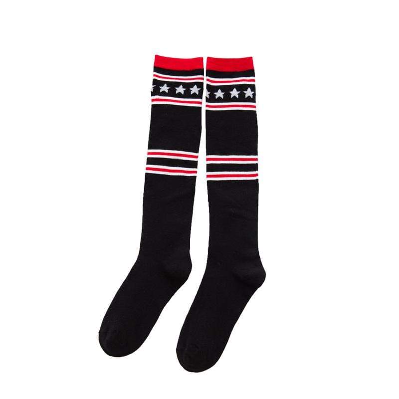Stripe Stars Over Knee Socks