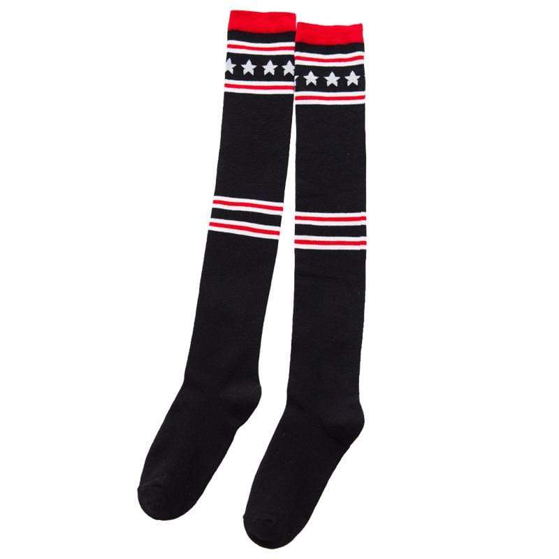 Stripe Stars Over Knee Socks