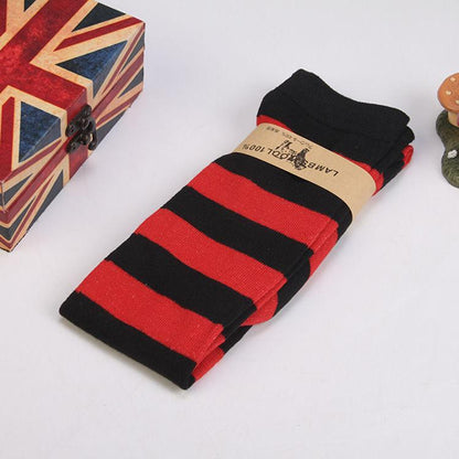 Kinky Cloth Socks Black Red Striped Colors Thigh High Socks