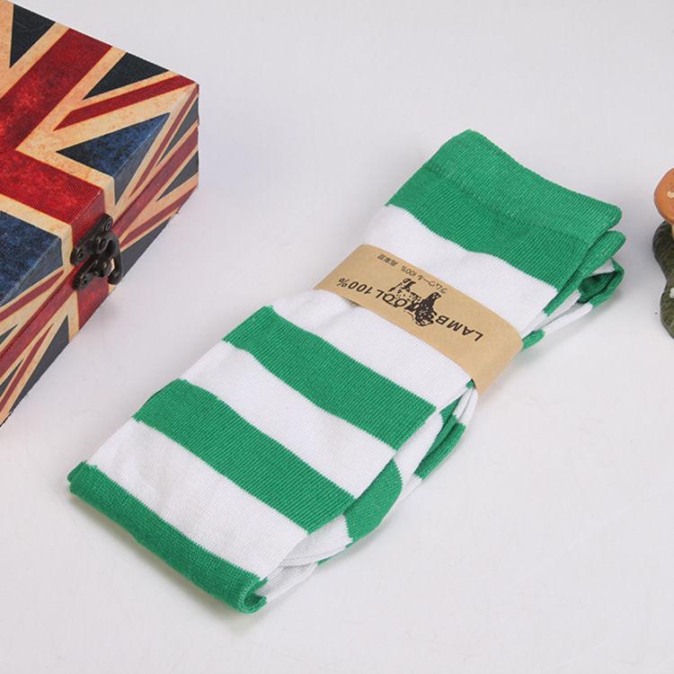 Kinky Cloth Socks Green White Striped Colors Thigh High Socks