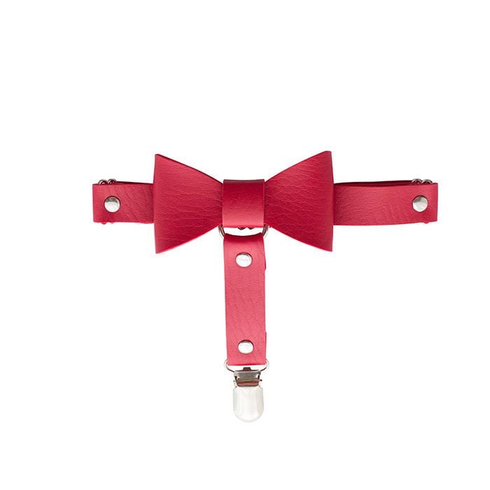 Kinky Cloth Accessories Red Bow Leg Ring Studded Heart White Garters