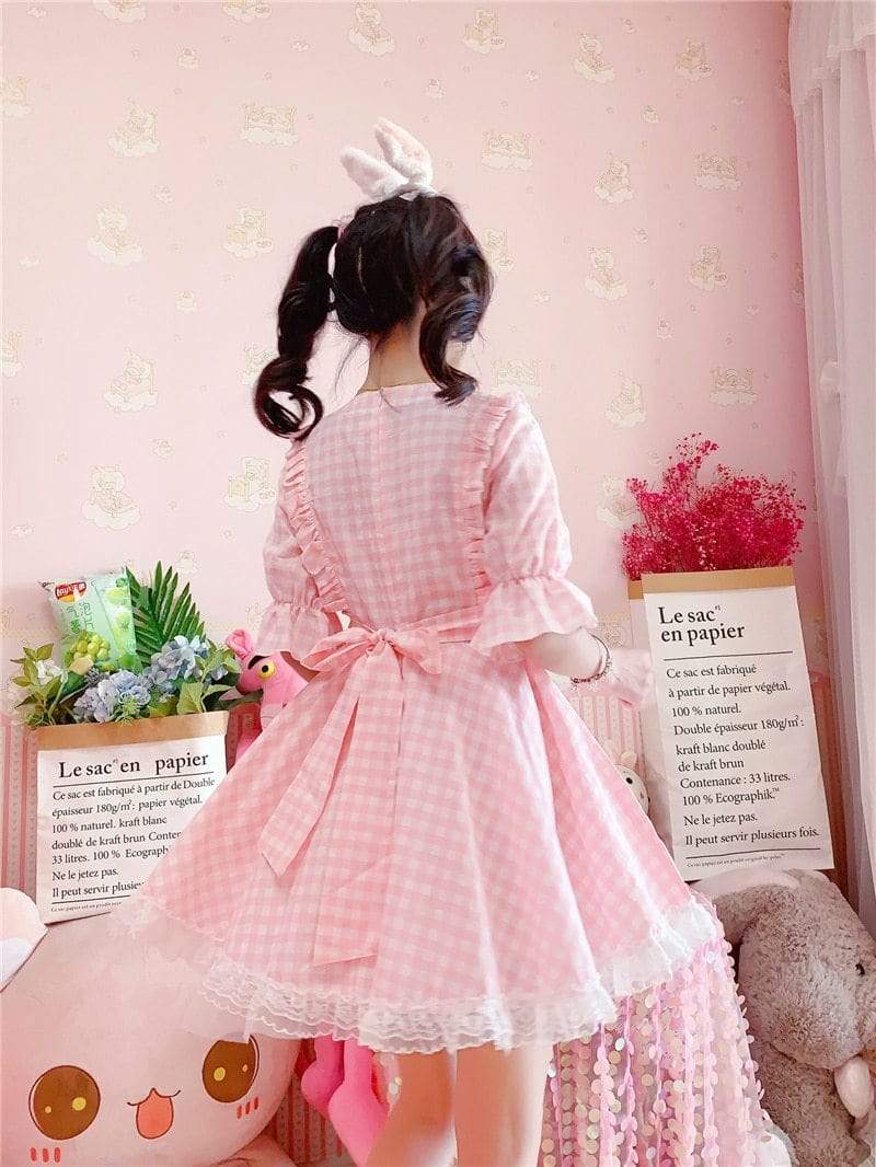 Kinky Cloth 200000347 Sweet Lolita Pink Plaid Dress