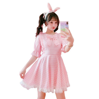Kinky Cloth 200000347 Pink Dress / S Sweet Lolita Pink Plaid Dress