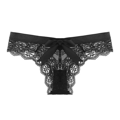 Kinky Cloth Black / M / 1pc T-Back Lace Bow Panties