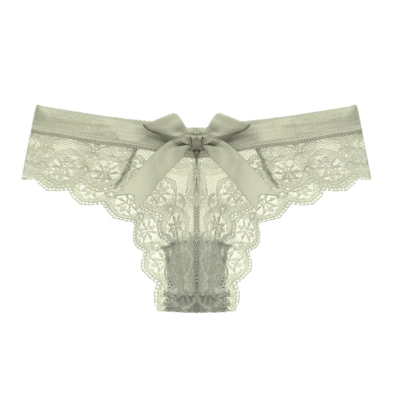 Kinky Cloth Green / M / 1pc T-Back Lace Bow Panties