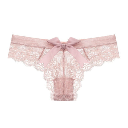 Kinky Cloth Pink / M / 1pc T-Back Lace Bow Panties