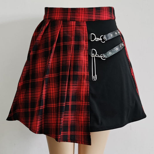 Kinky Cloth Red / XS Tartan Pleated Skirt