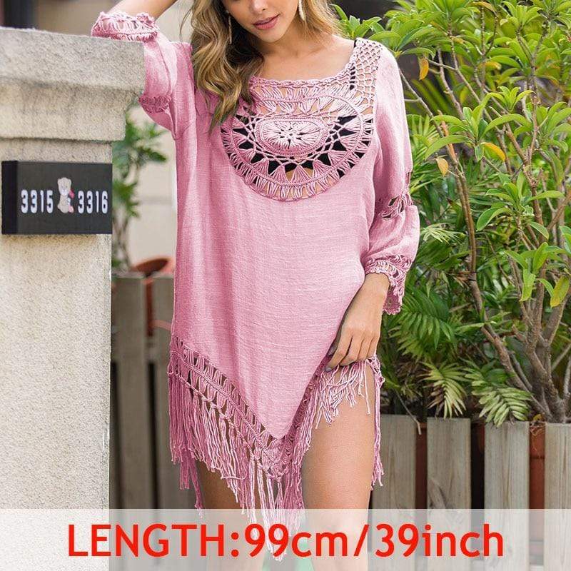 Kinky Cloth 200005118 Pink / One Size Tassel Cover Up Tunic Beach Dress