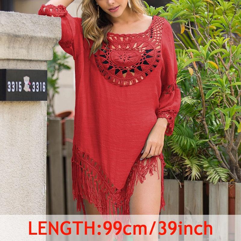 Kinky Cloth 200005118 Red / One Size Tassel Cover Up Tunic Beach Dress