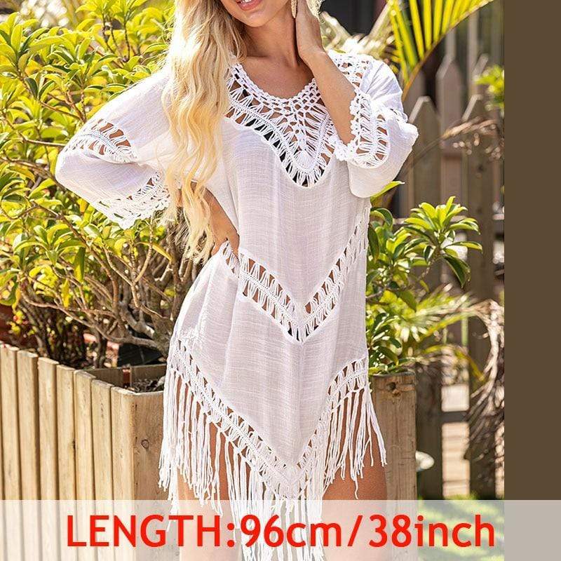 Kinky Cloth 200005118 White - Style 3 / One Size Tassel Cover Up Tunic Beach Dress