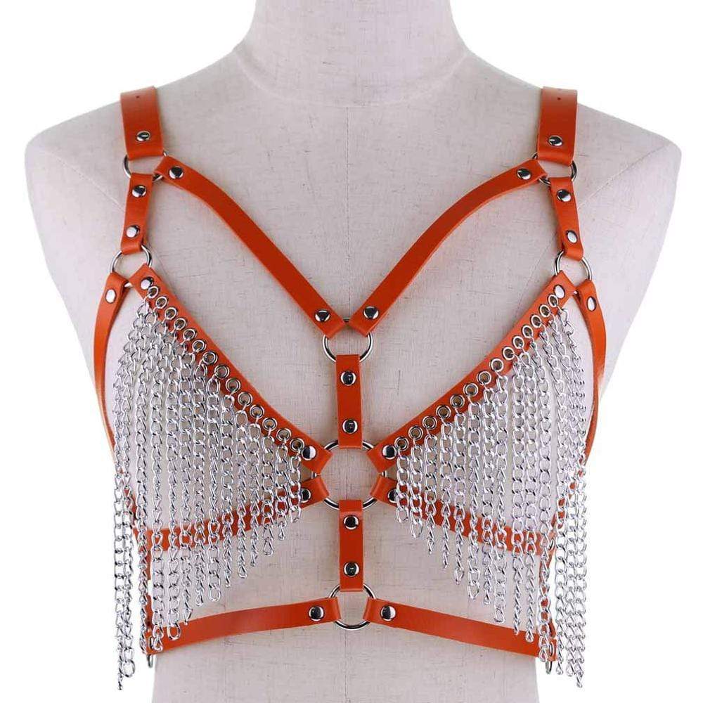 Kinky Cloth Harnesses orange Tassel Vest Harness