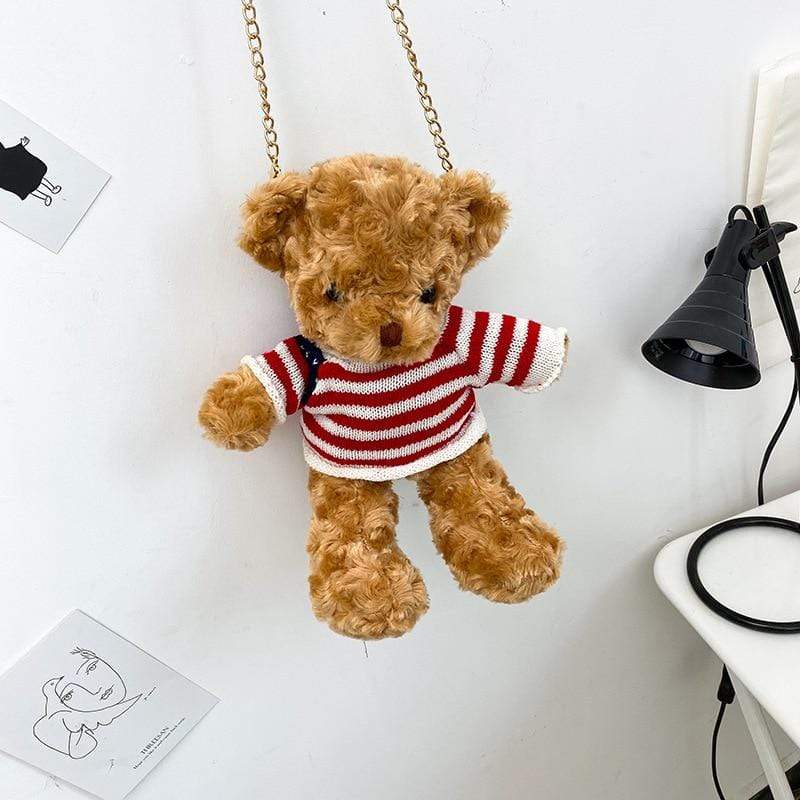Kinky Cloth 100002856 Stripes Red & White Shirt Teddy Bear Toy Plush Chain Bag