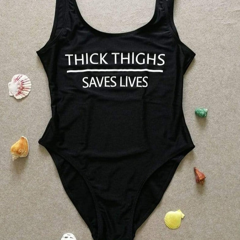 Kinky Cloth Bodysuit Black / S Thick Thighs Save Lives Body Suit