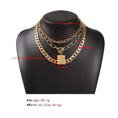 Kinky Cloth 200000162 Three Layer Gold Link Punk Necklace