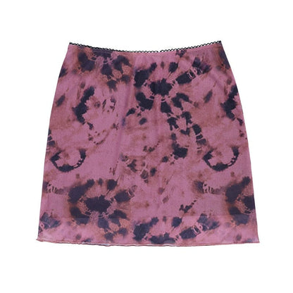 Kinky Cloth burgundy / S Tie Dye Double Layer Mesh Skirt