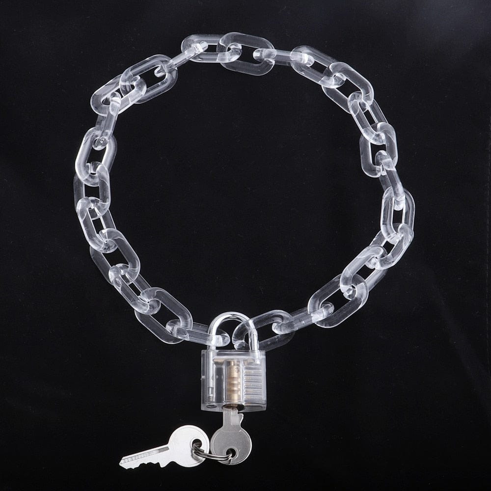 Kinky Cloth Clear Transparent Chain Lock Pendant Choker