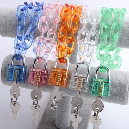 Kinky Cloth Transparent Chain Lock Pendant Choker