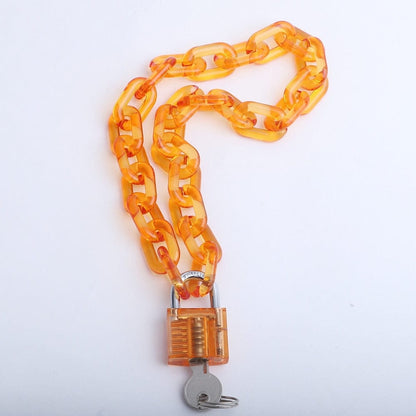 Kinky Cloth Orange  as photo Transparent Chain Lock Pendant Choker
